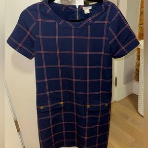 blue with red women’s work dress